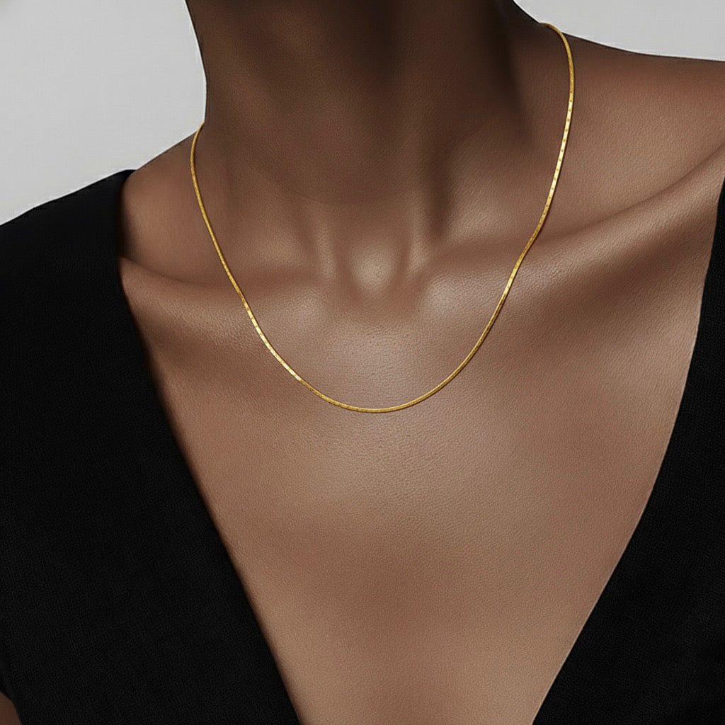 C031G B.Tiff Gold Diamond Cut Chain Necklace/ 1.3mm (An exclusive clasp design)