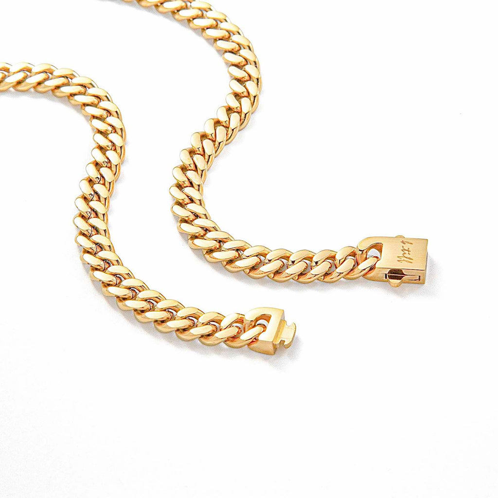 C138G B.Tiff Gold Flat Cuban Link Necklace/ 8mm