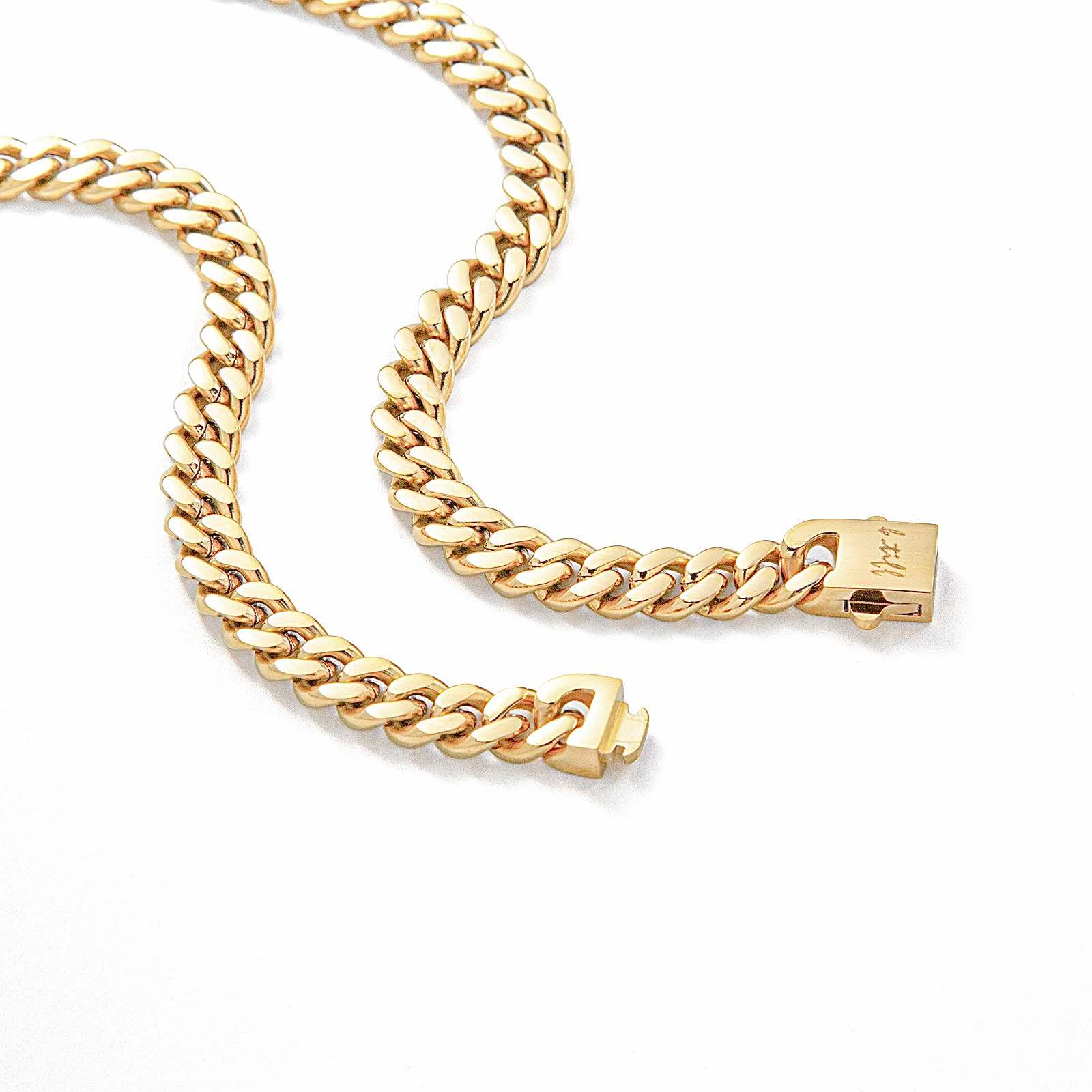 C138G B.Tiff Gold Flat Cuban Link Necklace/ 8mm
