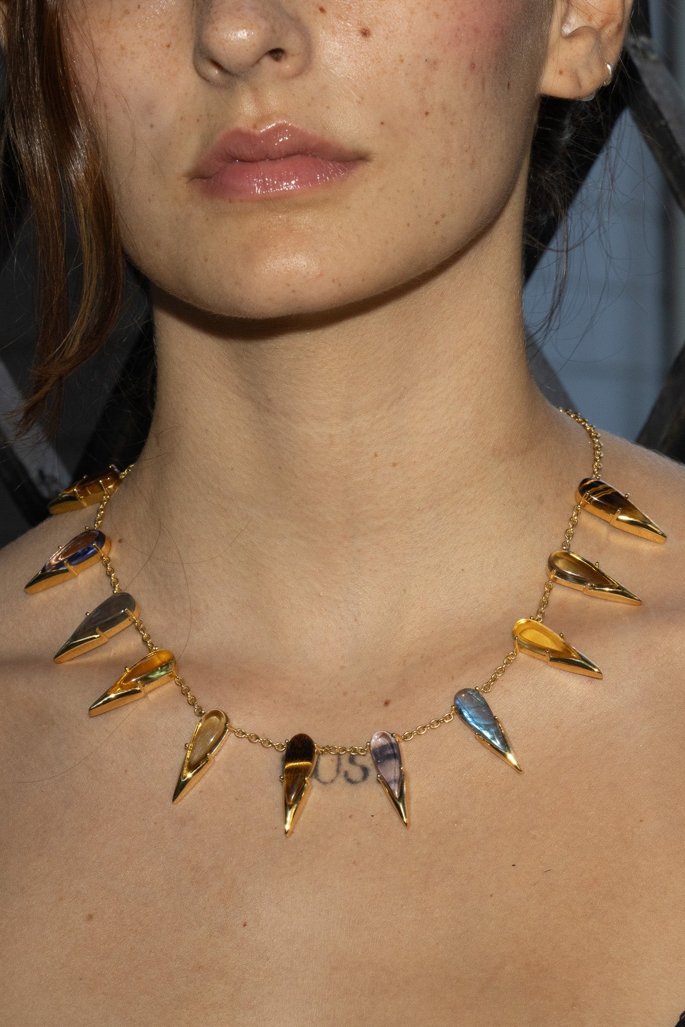Saber Tooth Necklace in Angora (Gold)
